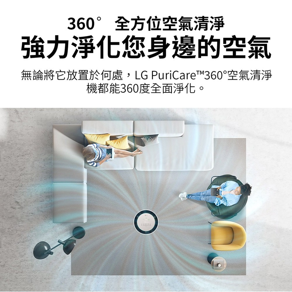 LG 樂金 AS651DBY0 360° 空氣清淨機【公司貨 免運】寵物功能增加版 二代 適用19坪【單層】HEPA濾網-細節圖9