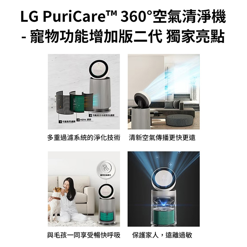 LG 樂金 AS651DBY0 360° 空氣清淨機【公司貨 免運】寵物功能增加版 二代 適用19坪【單層】HEPA濾網-細節圖10