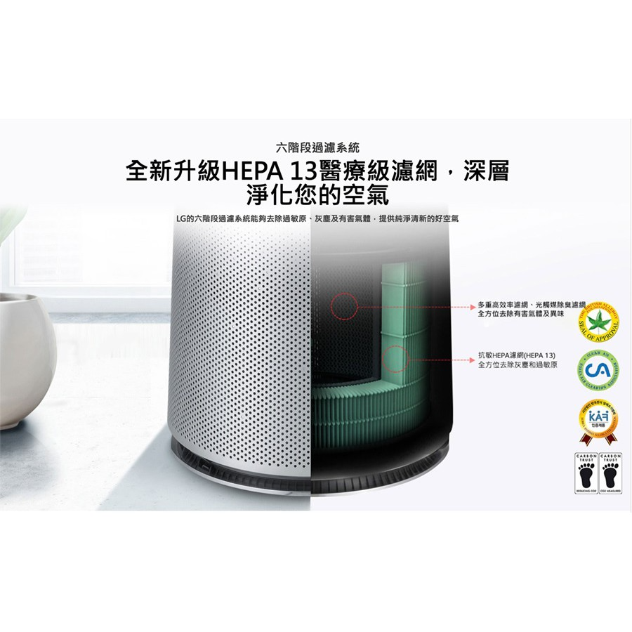 LG 樂金 AS651DBY0 360° 空氣清淨機【公司貨 免運】寵物功能增加版 二代 適用19坪【單層】HEPA濾網-細節圖5