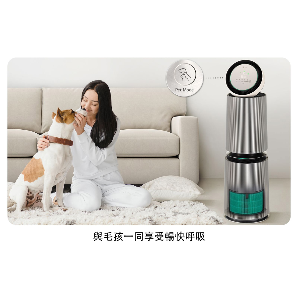 現貨 開發票 LG 樂金 AS101DBY0 360°空氣清淨機 適用30坪【雙層】寵物功能增加版二代 HEPA濾網-細節圖6