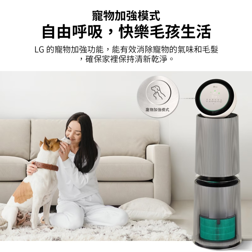 現貨 開發票 LG 樂金 AS101DBY0 360°空氣清淨機 適用30坪【雙層】寵物功能增加版二代 HEPA濾網-細節圖8