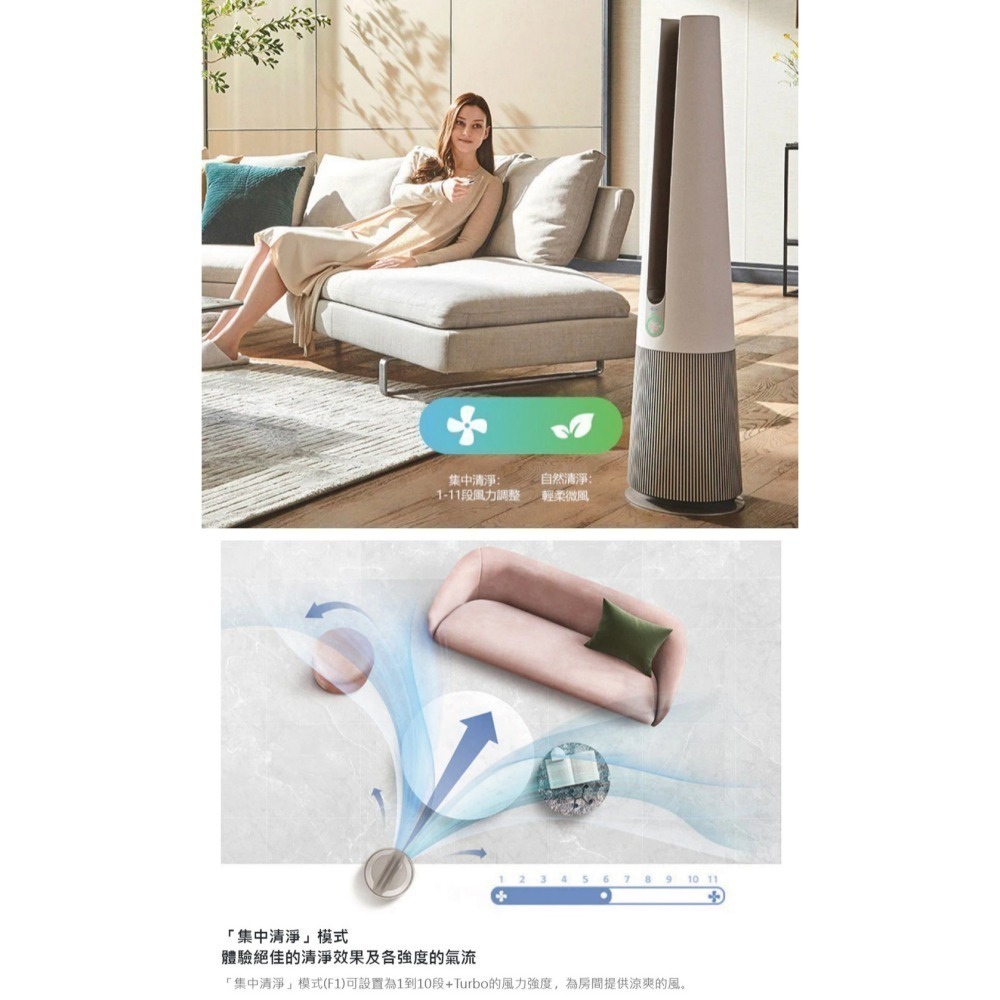 LG 樂金 AEROTOWER HIT 風革機 三合一涼暖系列清淨機 FS151PCJ0 經典版 奶茶棕 清淨機-細節圖3