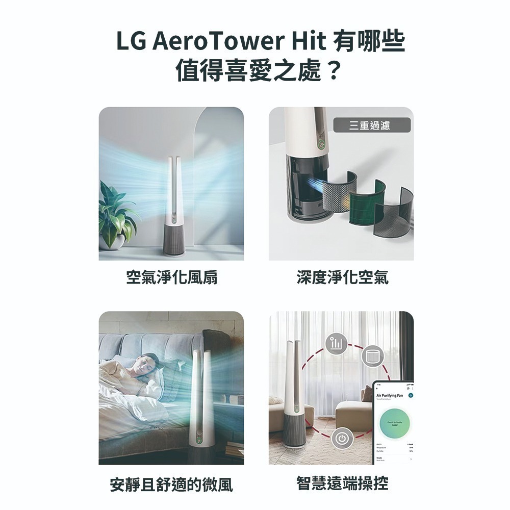 LG 樂金 AEROTOWER HIT 風革機 二合一涼風系列清淨機 FS151PBK0 現貨 經典版 象牙白 清淨機-細節圖10