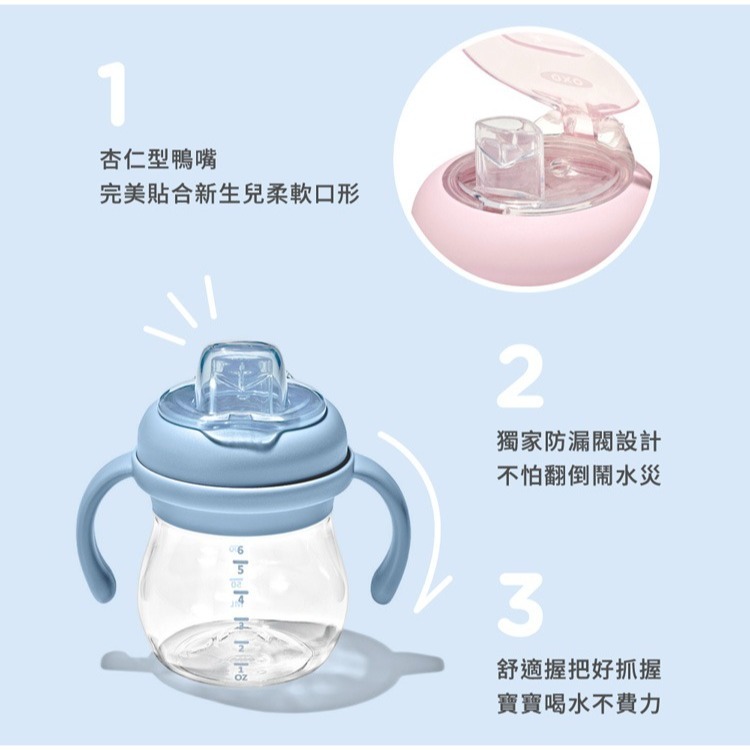 美國 OXO tot 寶寶握鴨嘴杯【全新現貨】兒童水杯 嬰兒學習杯 鴨嘴杯 學飲杯 不含雙酚A  oxo水杯 吸管水杯-細節圖4