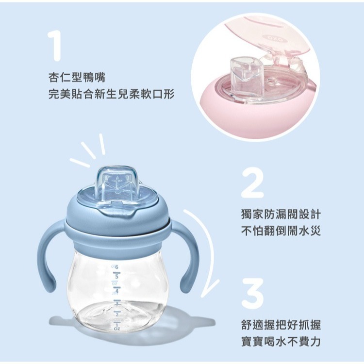 美國 OXO tot 寶寶握鴨嘴杯【全新現貨】兒童水杯 嬰兒學習杯 鴨嘴杯 學飲杯 不含雙酚A  oxo水杯 吸管水杯-細節圖4