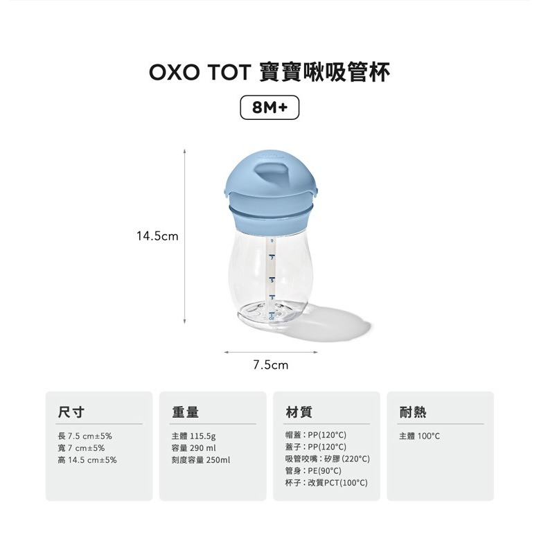 OXO TOT 寶寶啾吸管杯【全新 現貨】嬰兒學習杯 學飲杯 學習水壺 學習杯 不含雙酚A 啾吸杯 oxo水杯 吸管水杯-細節圖6
