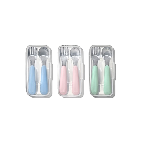 OXO TOT 隨行叉匙組【全新 現貨】餐具組 寶寶握叉匙組 兒童餐具 學習叉匙 叉子 湯匙 不鏽鋼 學習餐具 含收納盒-細節圖3