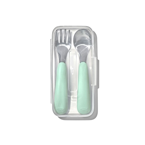 OXO TOT 隨行叉匙組【全新 現貨】餐具組 寶寶握叉匙組 兒童餐具 學習叉匙 叉子 湯匙 不鏽鋼 學習餐具 含收納盒-規格圖9