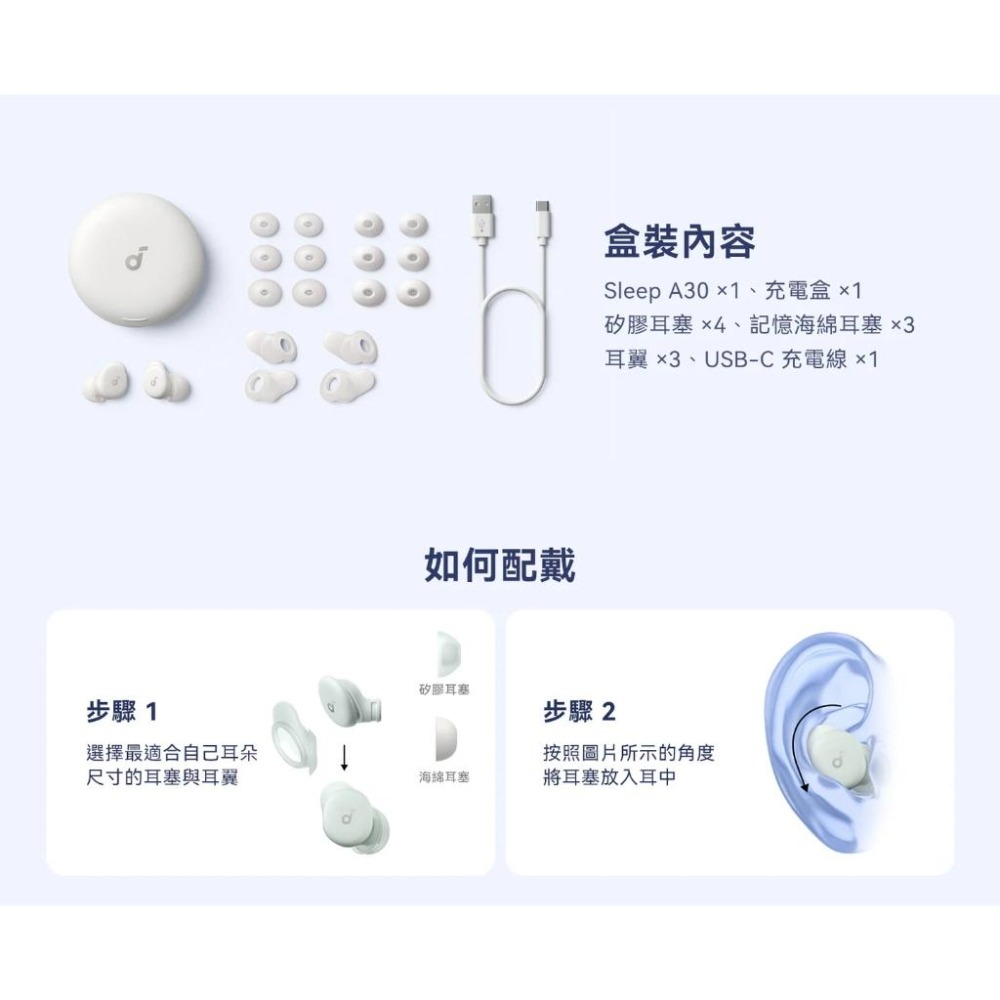 Soundcore Sleep A30 專業睡眠降噪耳機【現貨】降噪耳機 藍芽耳機 無線耳機 防水 抗汗 主動降噪-細節圖9