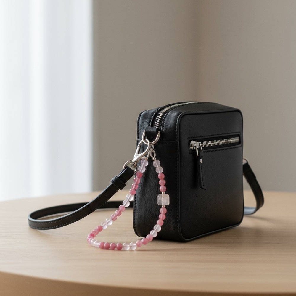 櫻語雪夢－－天然水晶手機鍊吊繩配飾-細節圖4