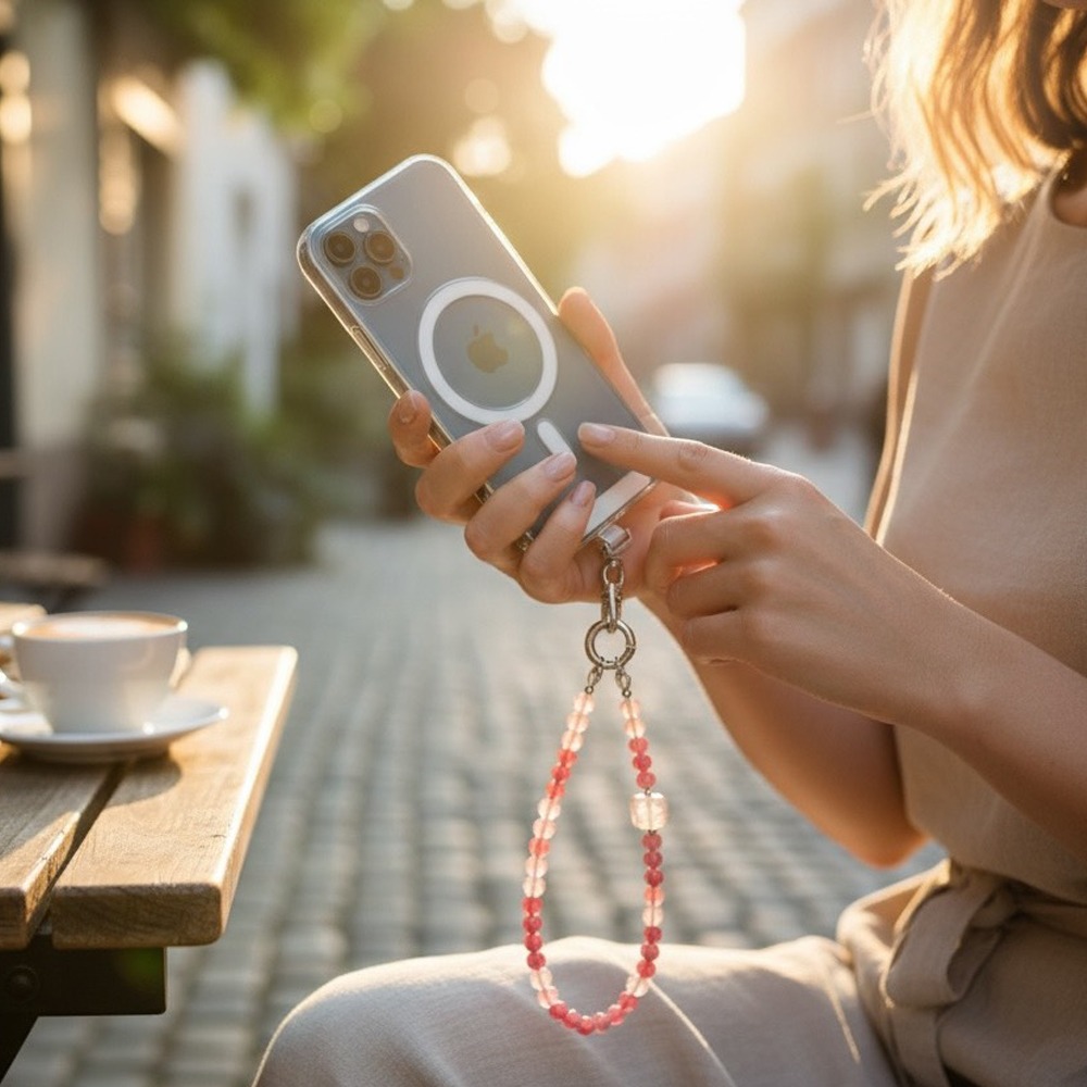 櫻語雪夢－－天然水晶手機鍊吊繩配飾-細節圖5