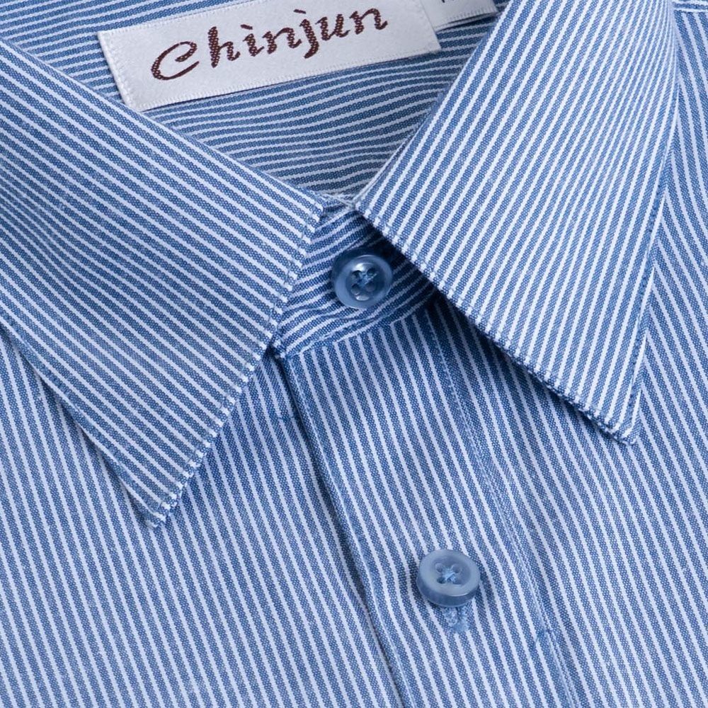 【CHINJUN/35系列】勁榮抗皺襯衫-短袖、灰藍條紋、s912-細節圖3