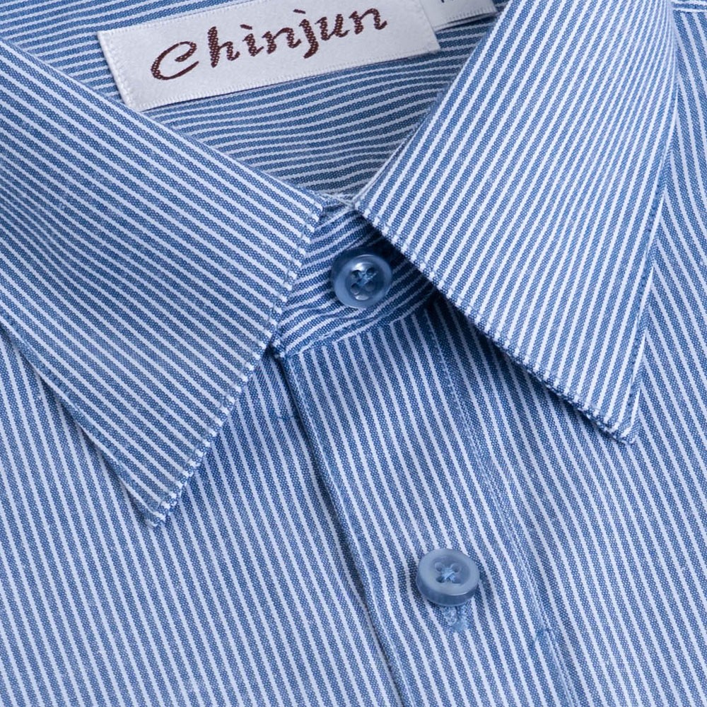 【CHINJUN/35系列】勁榮抗皺襯衫-短袖、灰藍條紋、s912-規格圖3