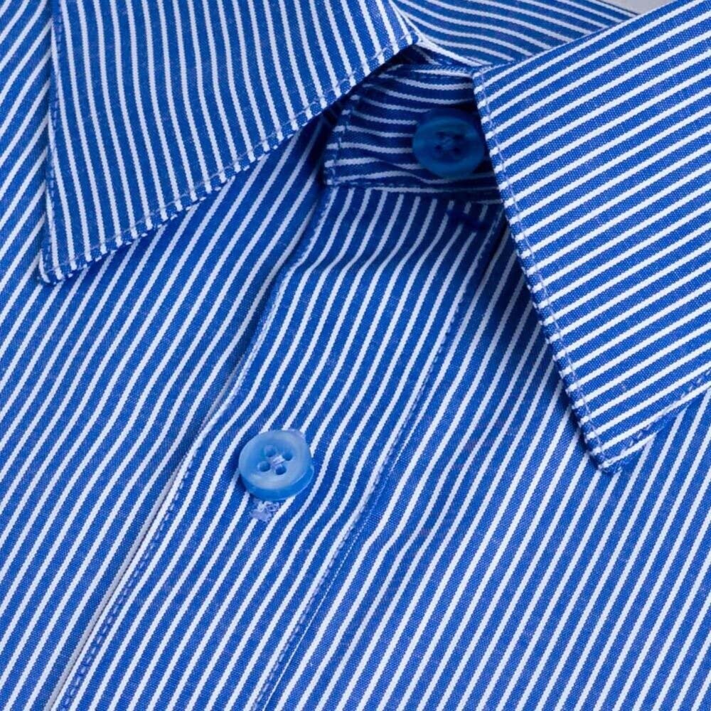 【CHINJUN】勁榮抗皺襯衫-長袖、藍底白線條、2014-9 台灣現貨 男襯衫 商務 口袋 硬領-細節圖3