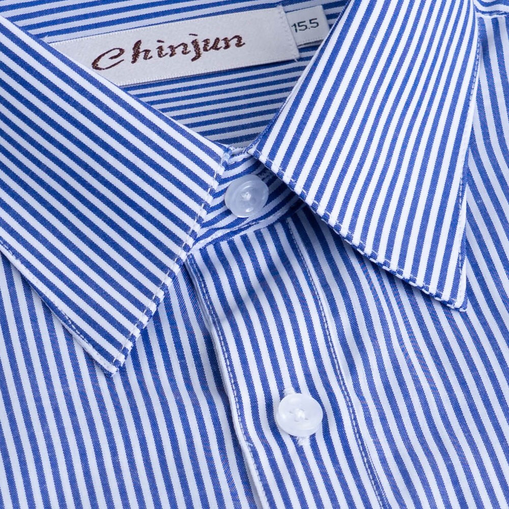【CHINJUN/35系列】勁榮抗皺襯衫-短袖、藍白條紋、s204-規格圖3