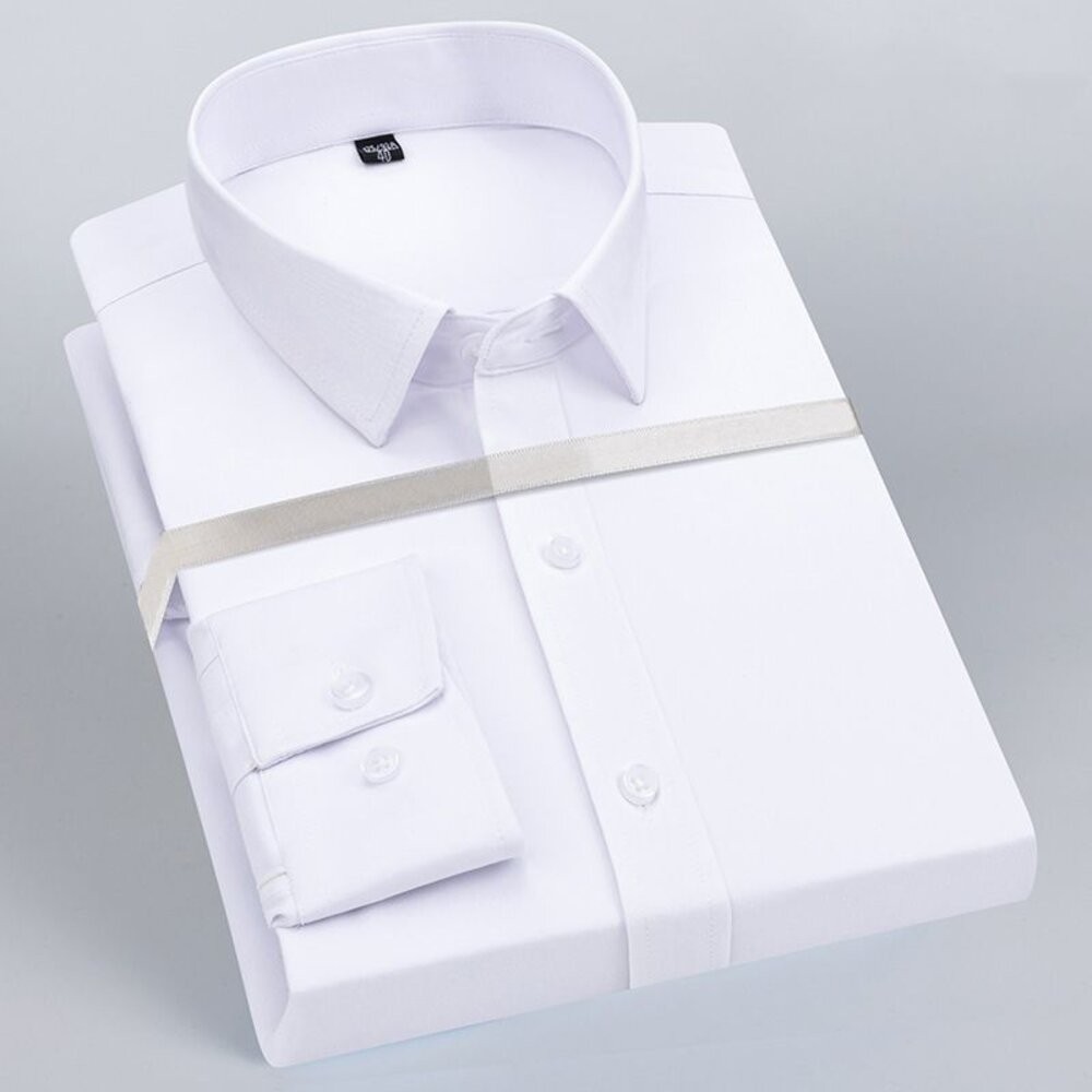 機能彈性襯衫-長袖 素色白 素色黑 無口袋 台灣現貨 男襯衫 商務 口袋 硬領-細節圖5