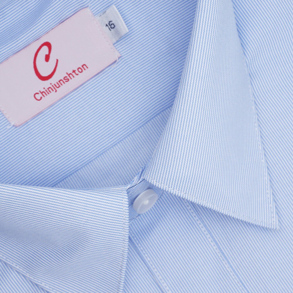 【CHINJUN】男士商務襯衫 抗皺加強 長袖/短袖 藍細條紋 2149 s2149 台灣現貨 男襯衫 商務 口袋 硬領-規格圖7