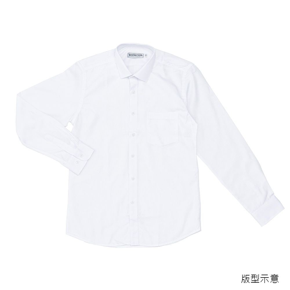 【WEISHTON】韓版修身抗皺襯衫-長袖-白底白斜紋、w56-細節圖3