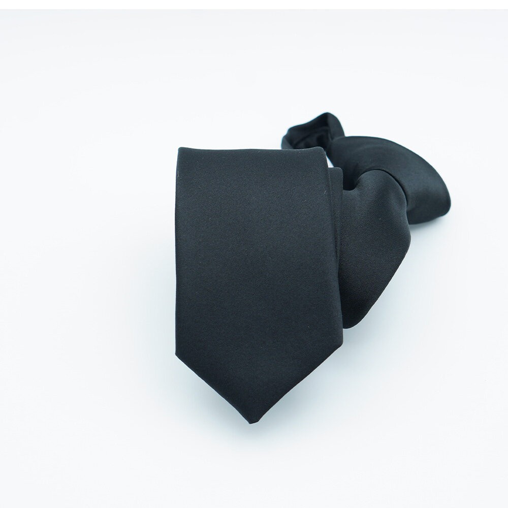 【CHINJUN領帶】自動拉鍊領帶-素面黑-劍寬5.5公分、7公分、9公分-規格圖3