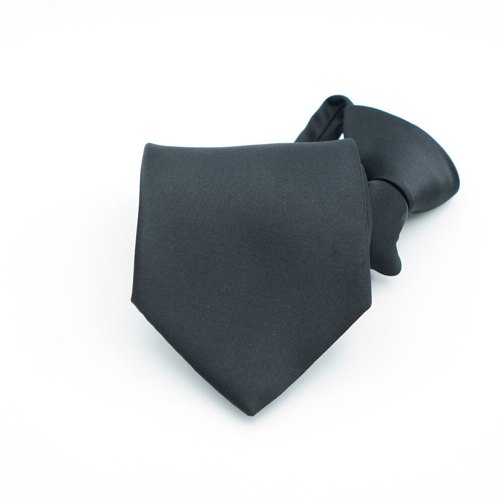 【CHINJUN領帶】自動拉鍊領帶-素面黑-劍寬5.5公分、7公分、9公分-規格圖3