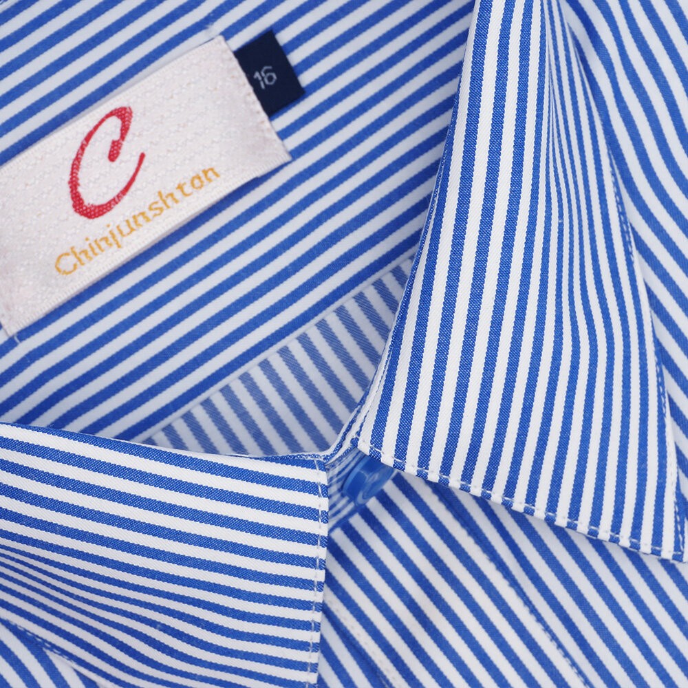 【CHINJUN】男士商務襯衫 抗皺加強 長袖 藍色 條紋 素面 台灣現貨 男襯衫 商務 口袋 硬領-規格圖7