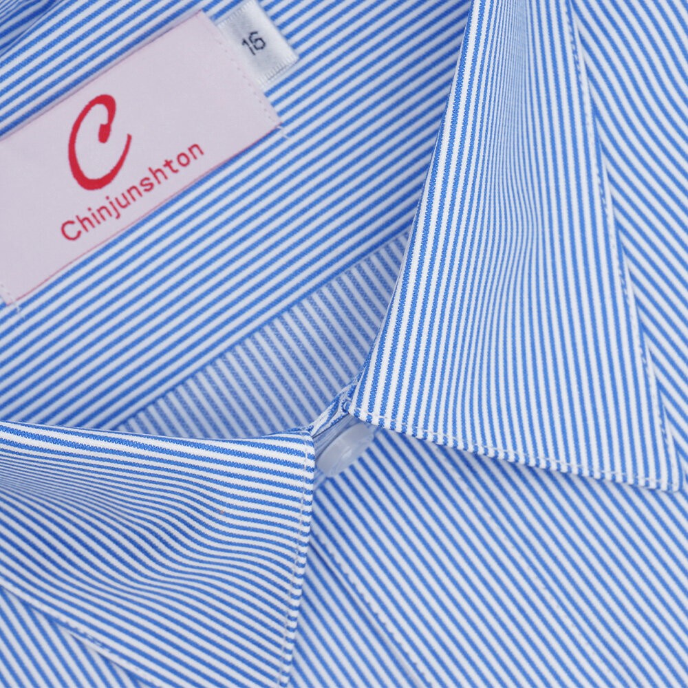 【CHINJUN】男士商務襯衫 抗皺加強 長袖 藍色 條紋 素面 台灣現貨 男襯衫 商務 口袋 硬領-規格圖7