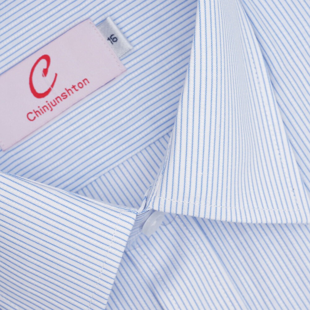 【CHINJUN】男士商務襯衫 抗皺加強 長袖 藍色 條紋 素面 台灣現貨 男襯衫 商務 口袋 硬領-規格圖7