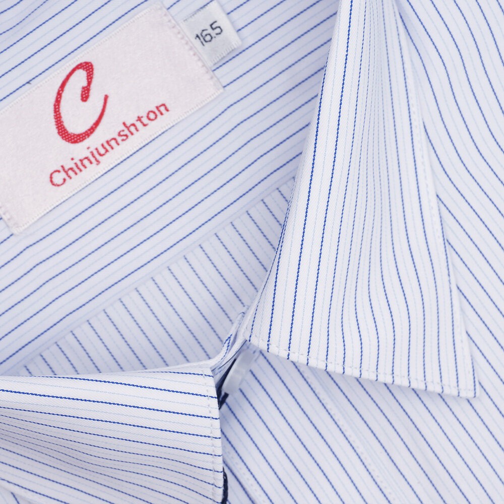 【CHINJUN】男士商務襯衫 抗皺加強 長袖 藍色 條紋 素面 台灣現貨 男襯衫 商務 口袋 硬領-規格圖7