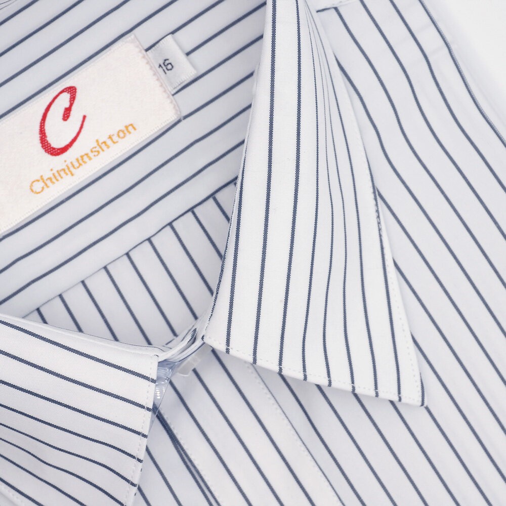 【CHINJUN】男士商務襯衫 抗皺加強 長袖 白色 條紋 素面 台灣現貨 男襯衫 商務 口袋 硬領-規格圖7