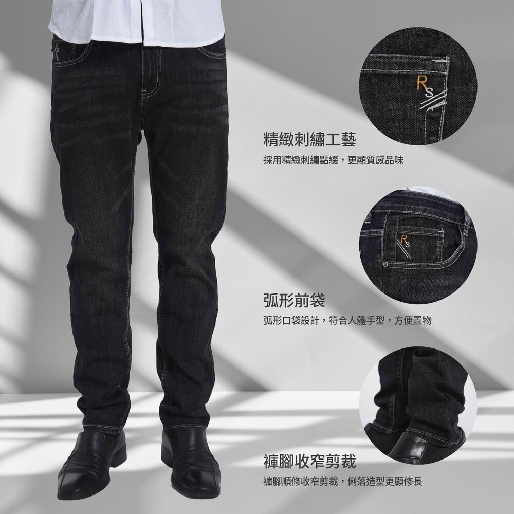 錐形彈性牛仔褲-三色可選、上寬下窄版型、舒適又修飾、經典百搭-細節圖4