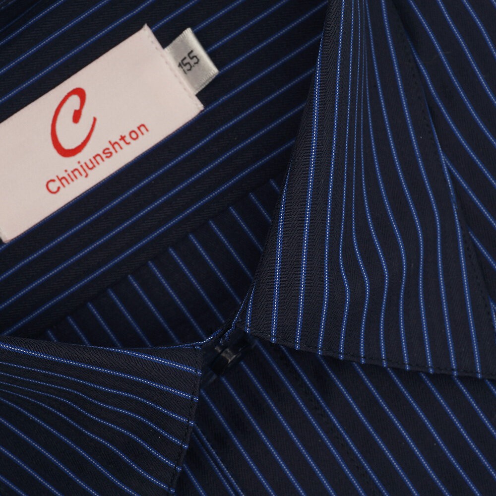 【CHINJUN】男士商務襯衫 抗皺加強 長袖 黑色 條紋 素面 台灣現貨 男襯衫 商務 口袋 硬領-規格圖7