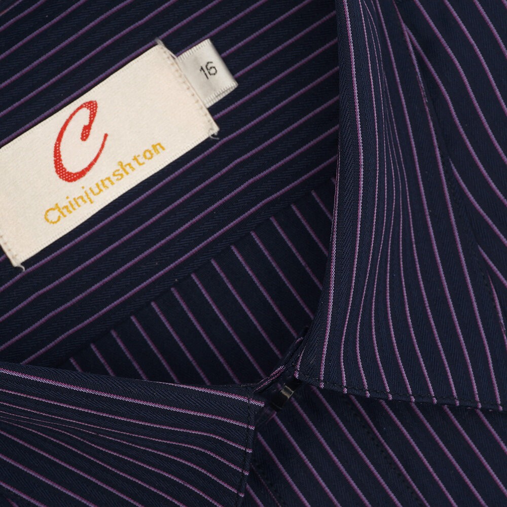 【CHINJUN】男士商務襯衫 抗皺加強 長袖 黑色 條紋 素面 台灣現貨 男襯衫 商務 口袋 硬領-規格圖7