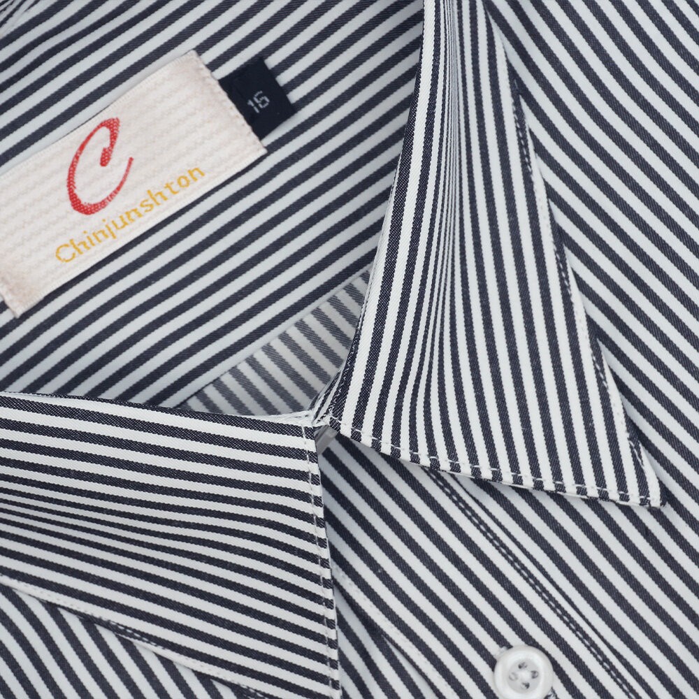【CHINJUN】男士商務襯衫 抗皺加強 長袖 黑色 條紋 素面 台灣現貨 男襯衫 商務 口袋 硬領-規格圖7