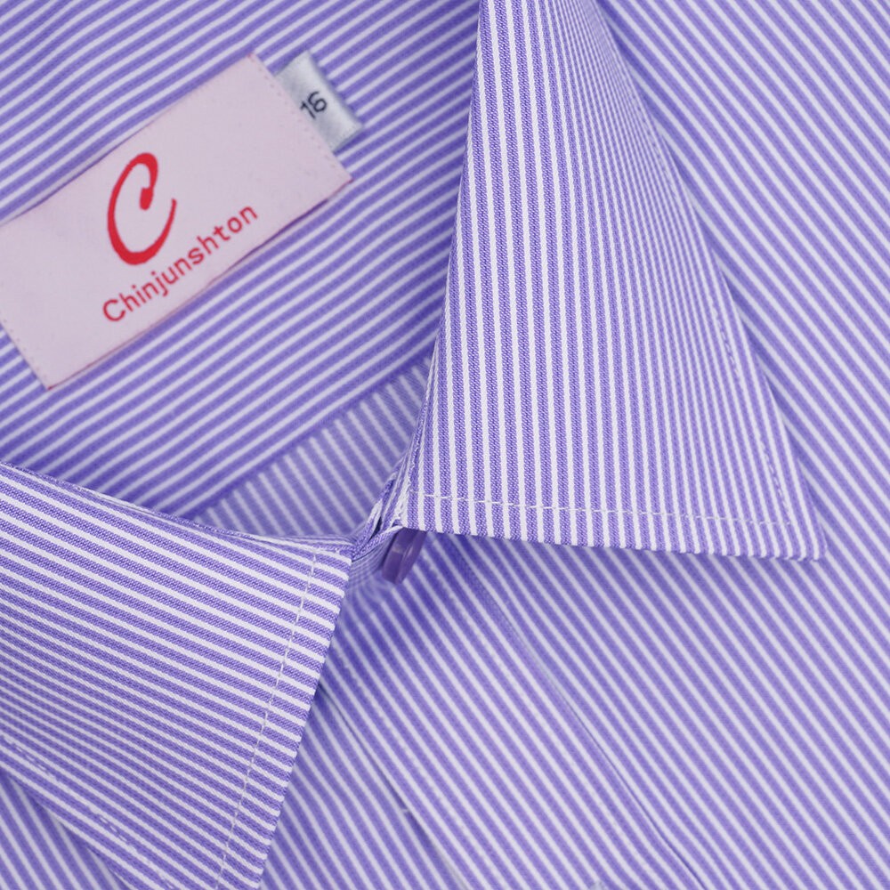 【CHINJUN】男士商務襯衫 抗皺加強 長袖 粉色 紫色 條紋 素面 台灣現貨 男襯衫 商務 口袋 硬領-規格圖7