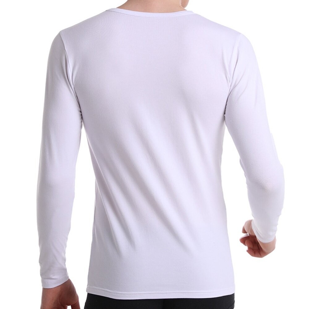 【chinjun】舒適保暖 彈性長袖內衣，純白內衣-U型領-長袖 台灣現貨 男襯衫 商務 口袋 硬領-細節圖4