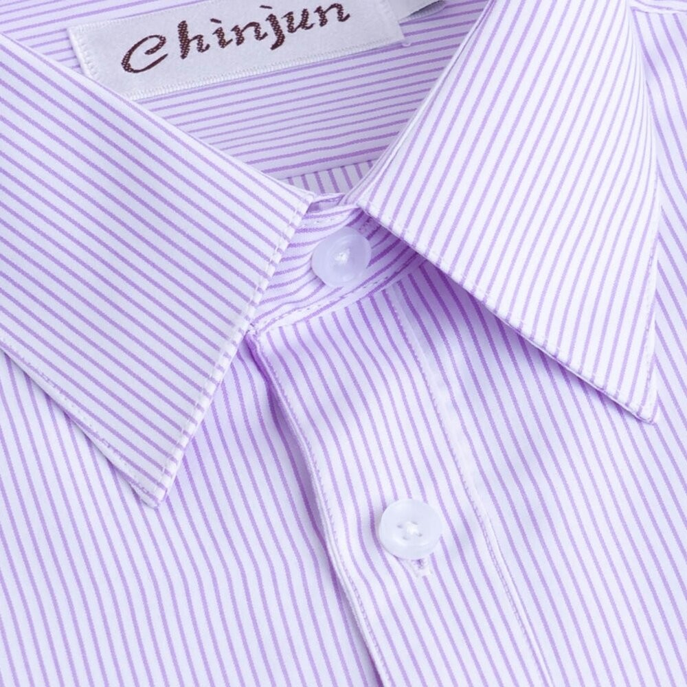 大尺碼【CHINJUN】勁榮抗皺襯衫-短袖、白底紫線條紋、18.5吋、19.5吋、20.5吋、s8005L 台灣現貨 男-細節圖3