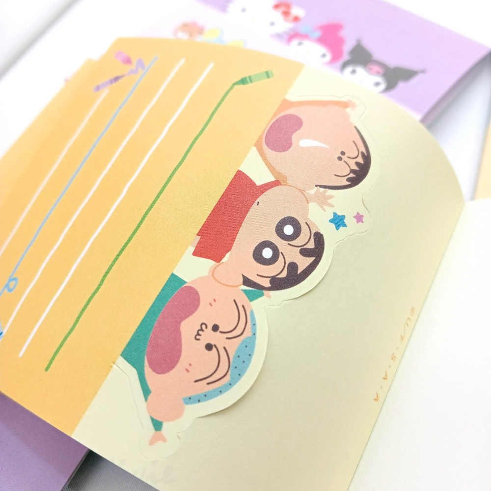 日本進口正版授權 蠟筆小新 三麗鷗 凱蒂貓 美樂蒂 庫洛 布丁狗 大眼蛙 酷企鵝 大耳狗 立體便條紙-細節圖2