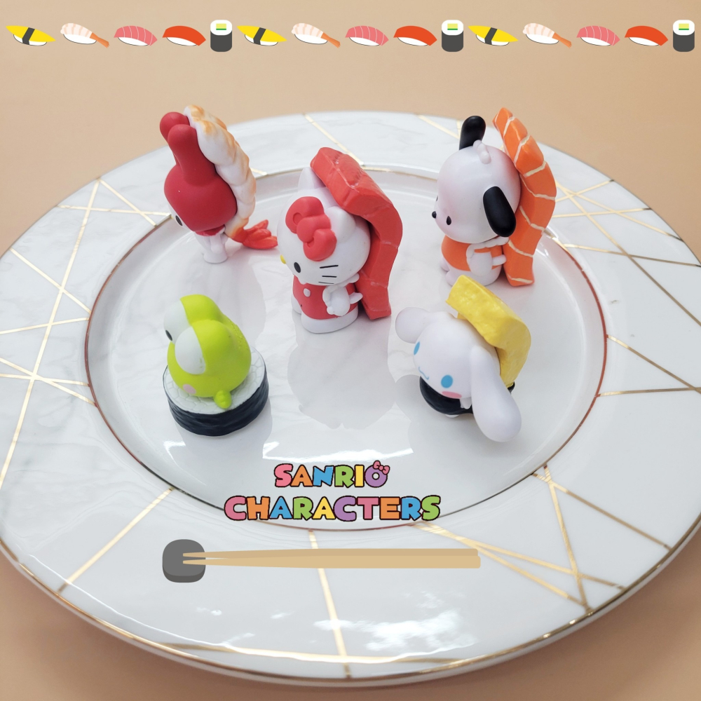 三麗鷗SANRIO正版授權 日本扭蛋 壽司系列公仔 美樂蒂/kitty/大耳狗/帕恰狗/大眼蛙 5款隨機出貨-細節圖2