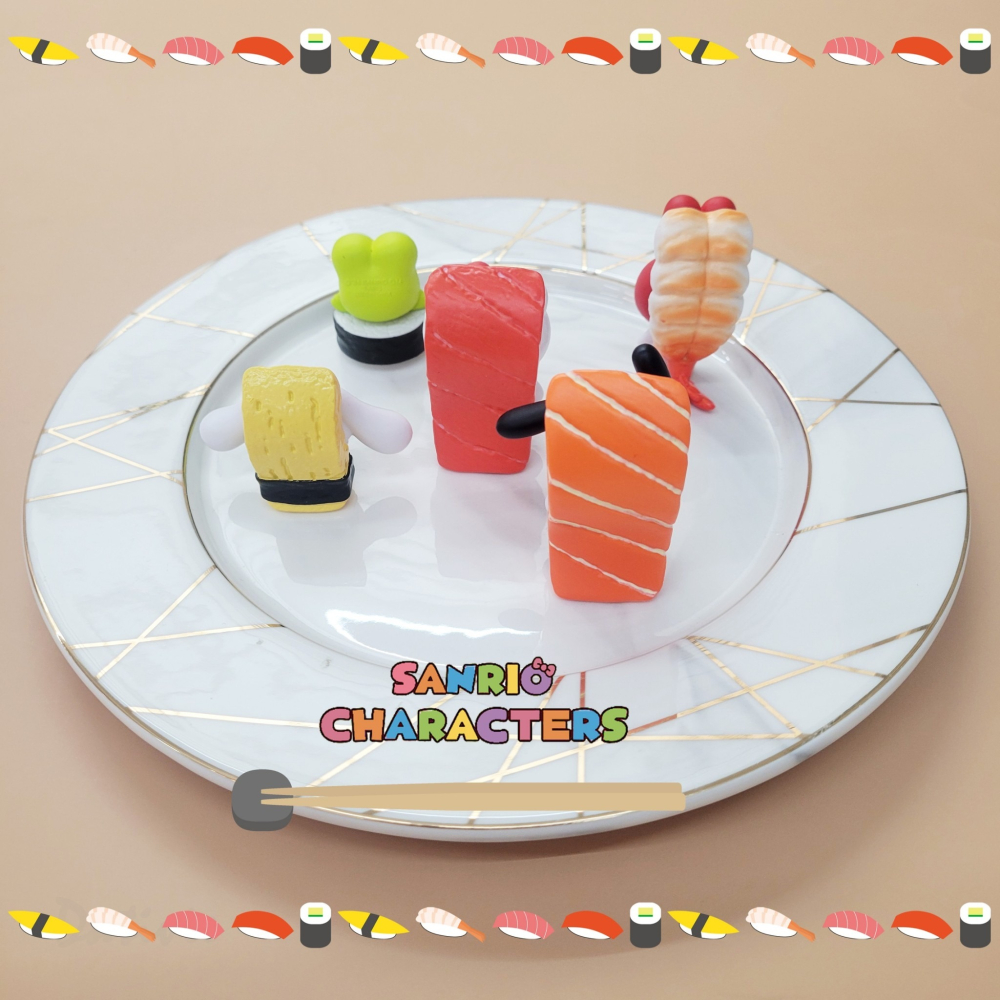 三麗鷗SANRIO正版授權 日本扭蛋 壽司系列公仔 美樂蒂/kitty/大耳狗/帕恰狗/大眼蛙 5款隨機出貨-細節圖3