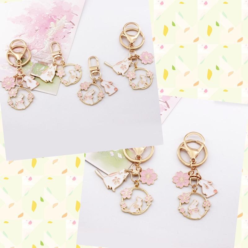 ❤️嬡馨小舖❤️新款可愛 兔子貓咪 鑰匙扣 吉祥如意 金屬鑰匙圈 掛件 簡約掛飾 書包掛飾 包包掛飾 台灣現貨-細節圖3