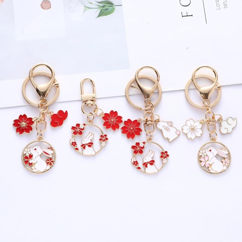 ❤️嬡馨小舖❤️新款可愛 兔子貓咪 鑰匙扣 吉祥如意 金屬鑰匙圈 掛件 簡約掛飾 書包掛飾 包包掛飾 台灣現貨-細節圖4