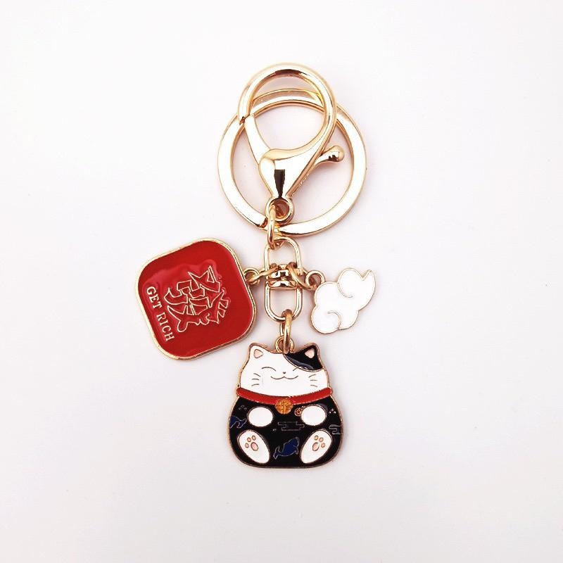 ❤️嬡馨小舖❤️招財貓鑰匙扣 可愛日系 ins 吉祥如意 金屬鑰匙圈 掛件 簡約掛飾 書包掛飾 包包掛飾 台灣現貨-細節圖7