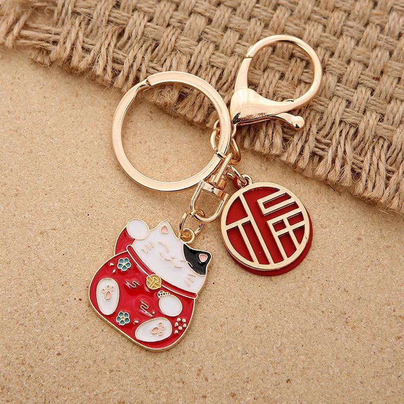 ❤️嬡馨小舖❤️招財貓鑰匙扣 可愛日系 ins 吉祥如意 金屬鑰匙圈 掛件 簡約掛飾 書包掛飾 包包掛飾 台灣現貨-細節圖8