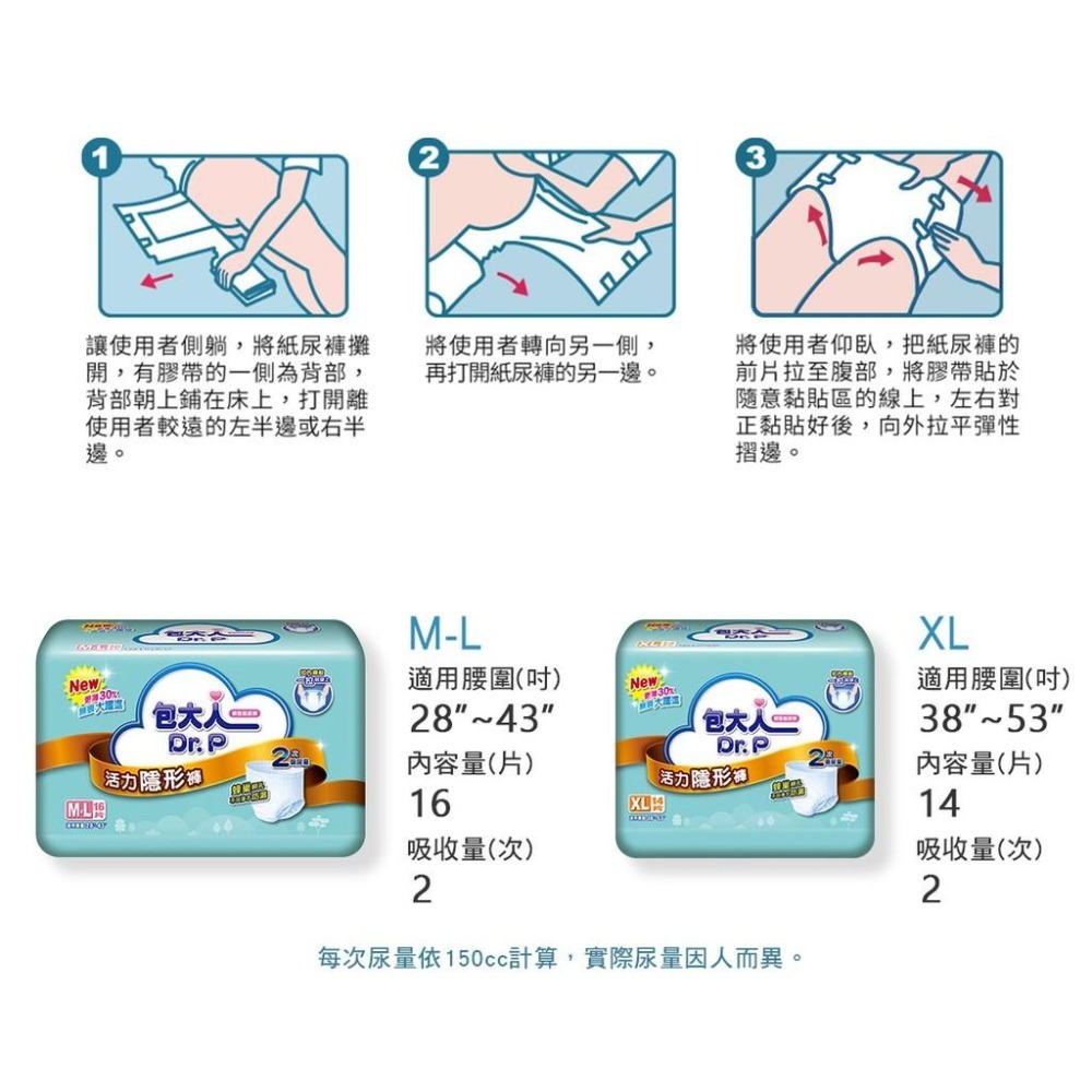 包大人活力隱形褲 M-L16 / XL14 (一箱4包)-細節圖4