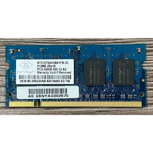 南亞 Nanya 512MB DDR2 667 記憶體 PC2-5300S-555-12-A2 筆電 NoteBook