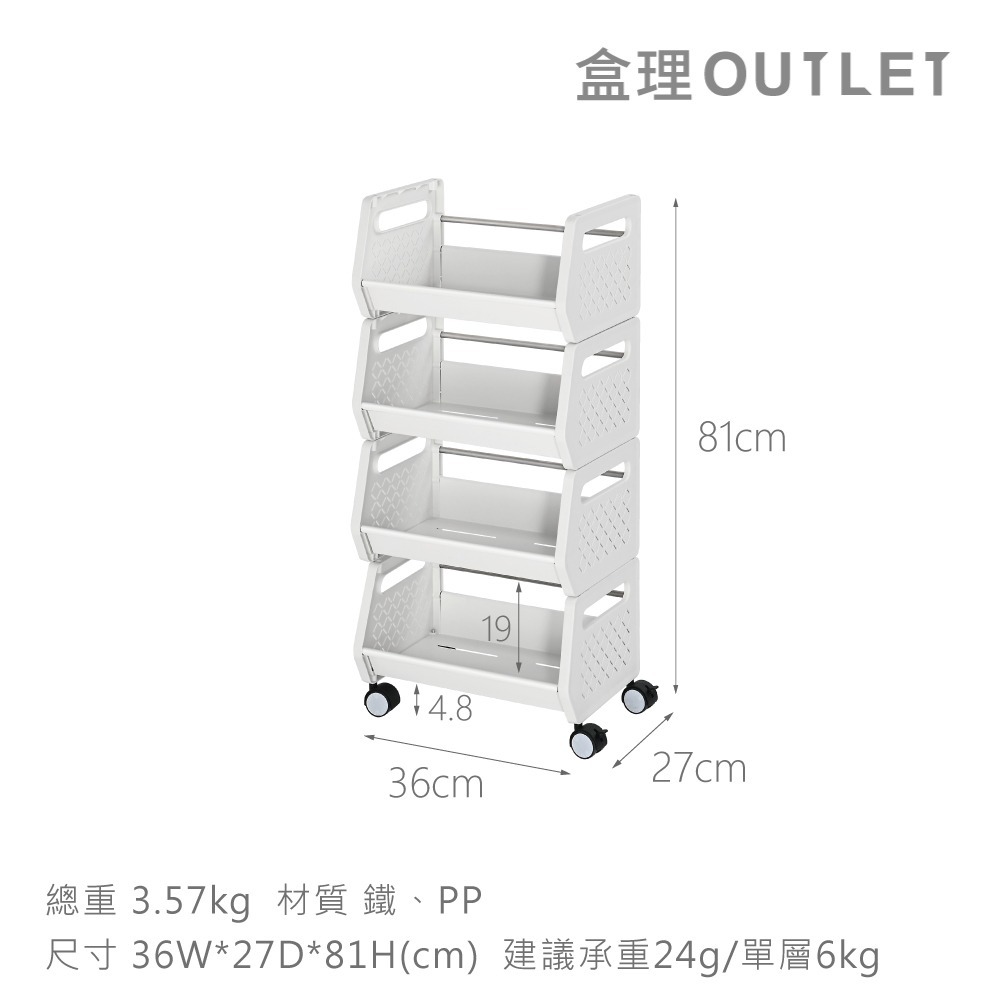 免工具/無螺絲/收納置物籃四層推車 廚房/零食/工作陽台收納籃置物推車  盒理OUTLET-細節圖8