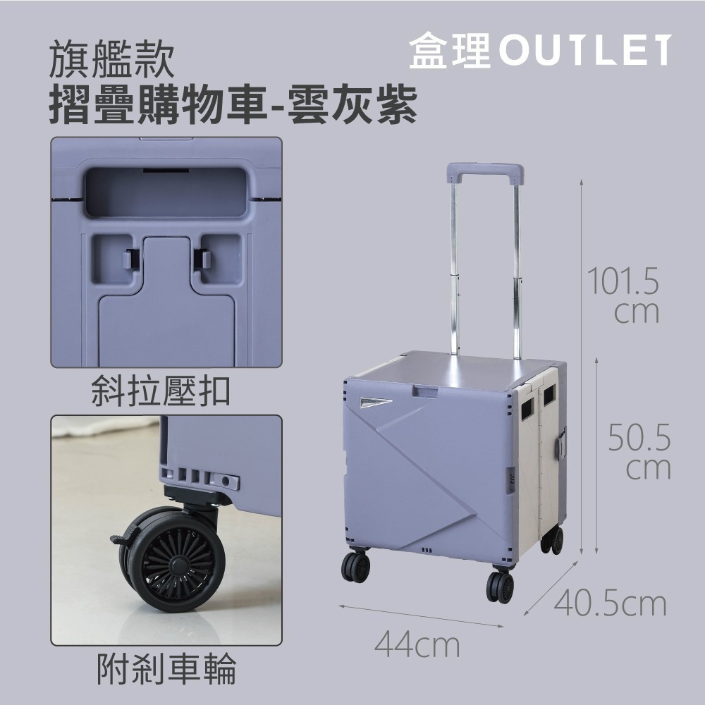 現貨🚚旗艦級摺疊購物車-多色可選/可斜拉/附杯架-盒理OUTLET-細節圖2