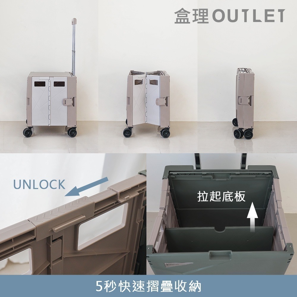 現貨🚚旗艦級摺疊購物車-多色可選/可斜拉/附杯架-盒理OUTLET-細節圖7