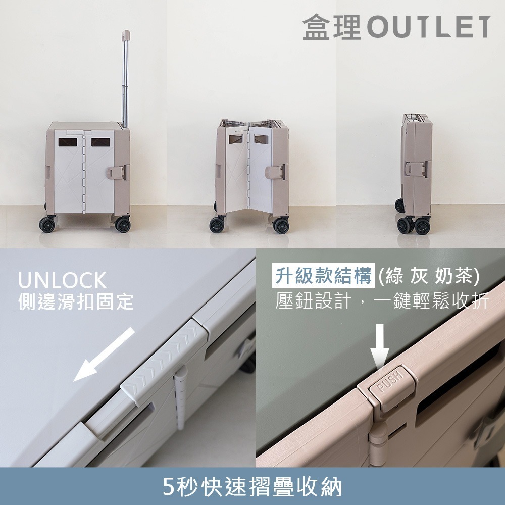 現貨🚚旗艦級摺疊購物車-多色可選/可斜拉/附杯架-盒理OUTLET-細節圖4