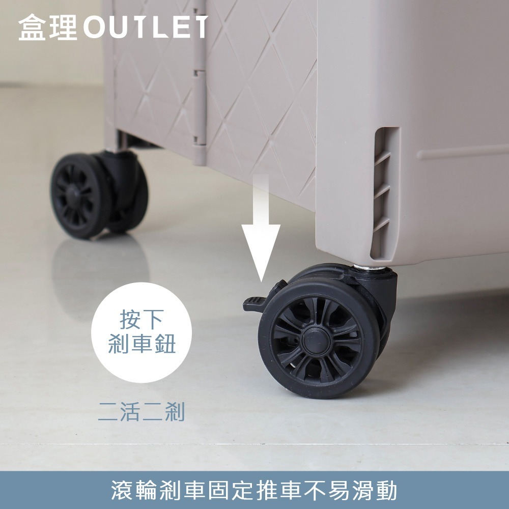 快開純色摺疊購物車48L 奶茶色-盒理OUTLET-細節圖6